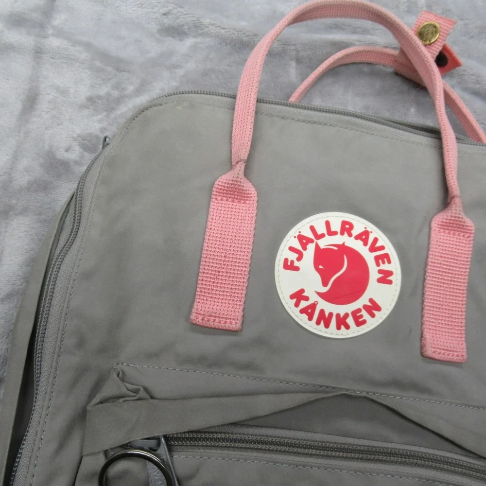 Fjallraven Kanken Backpack Grey Pink Mini Small Travel School Bag Work Lunch - Picture 3 of 12